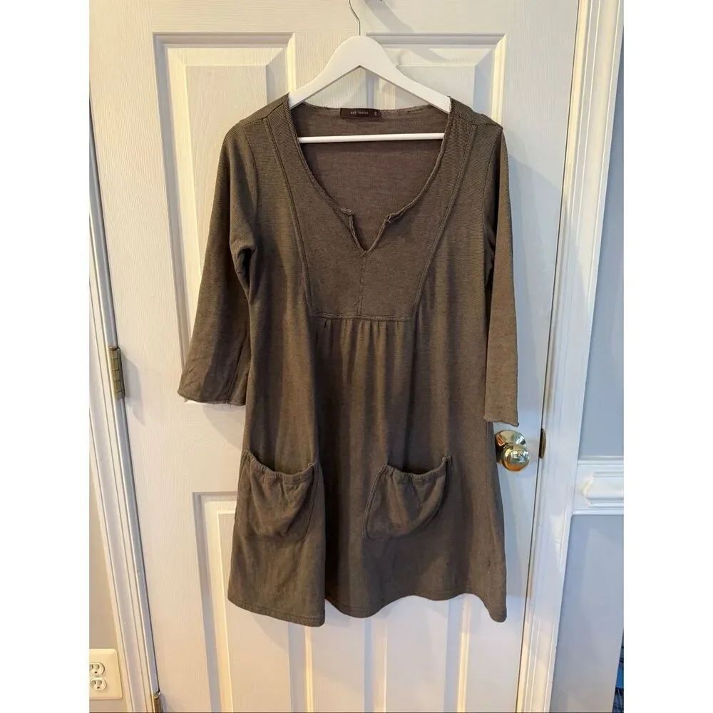 Cut Loose Gray Brown Lagenlook Prairie Dress sz XS EUC